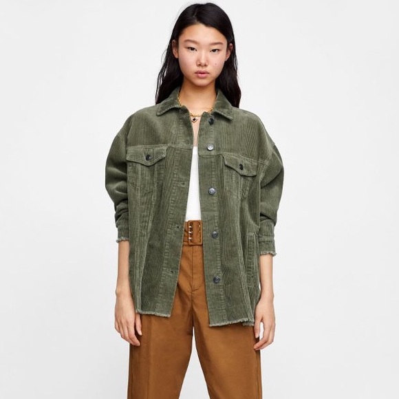 Zara Jackets & Blazers - Zara green shacket - corduroy